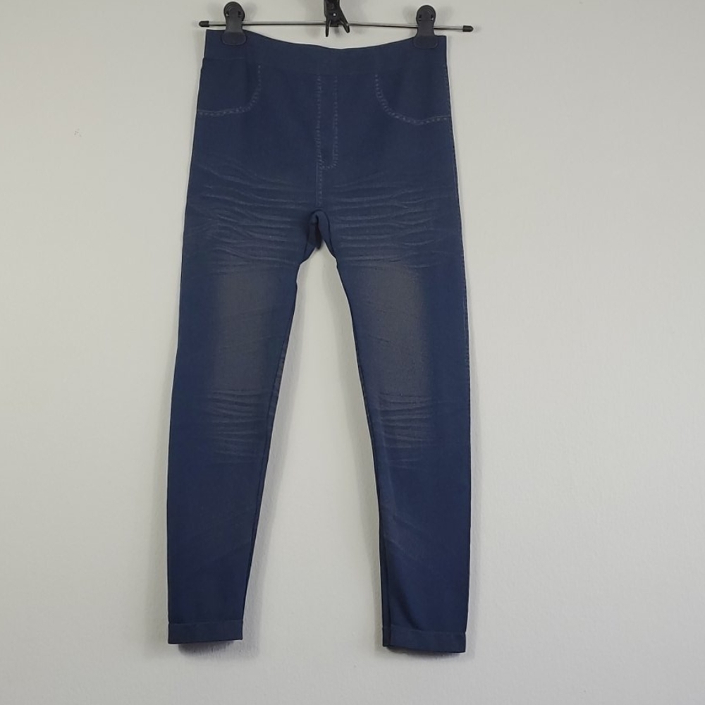 Dots Blue Jean Style Leggings